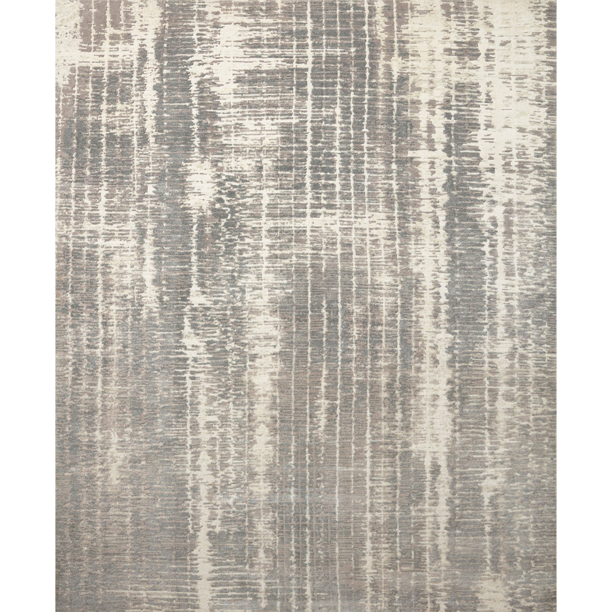 The Atlas Ivory / Pewter Area Rug by Loloi, or ATL-01, showcases striking contemporary patterns with a sophisticated color palette. Bold yet approachable, Atlas' muted linear designs create a sense of refined movement. Hand Knotted. Wool | Nylon