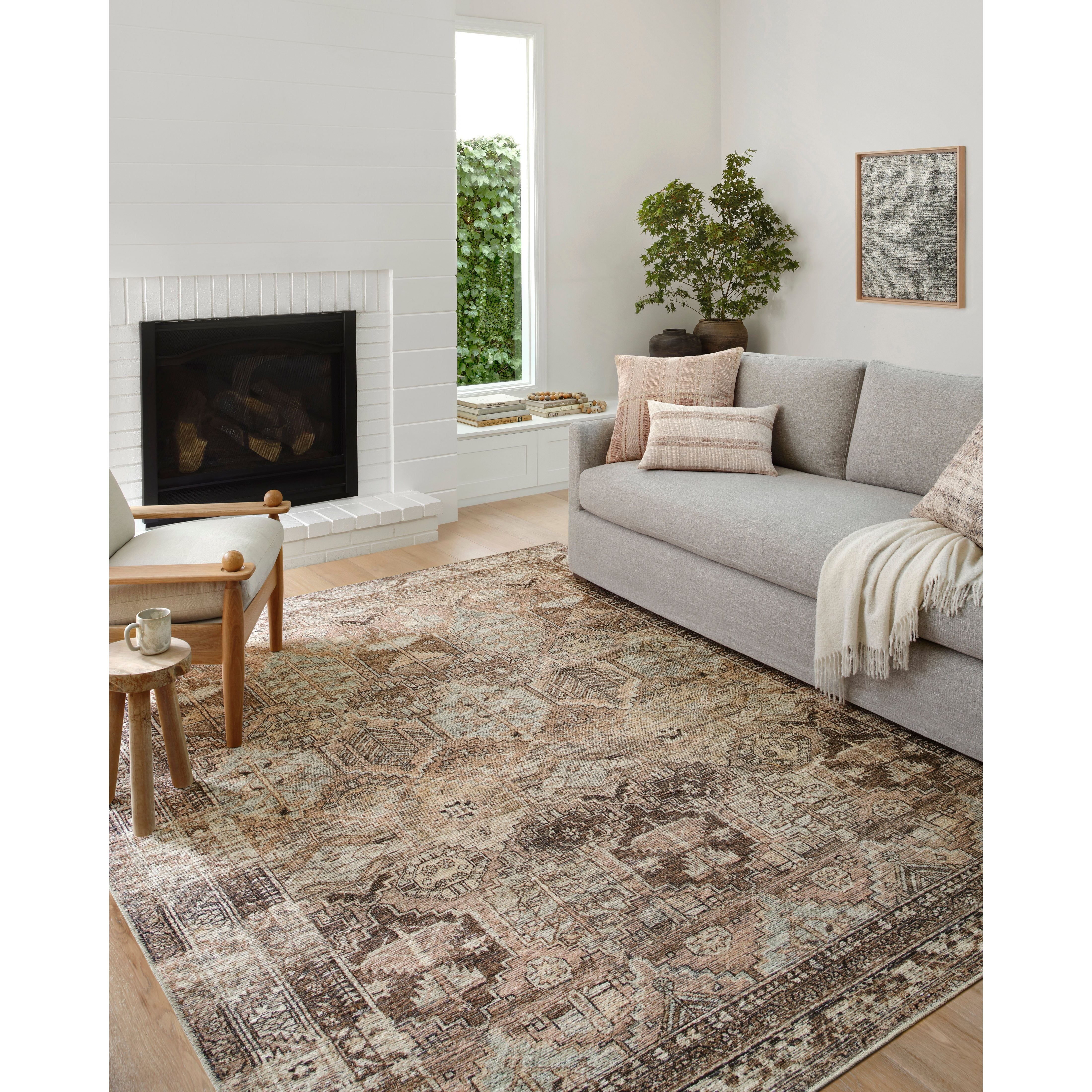 Featuring Billie Amber Lewis x Loloi Clay / Sage Rug by Loloi at Amethyst Home. Touting richly saturated colors and a distressed pattern, the Billie Collection captures the look of a well-worn antique rug at a remarkable value. Reminiscent of one-of-a-kind rugs, this Amber Lewis x Loloi collection features random variations in color that render no two piece.  Amethyst Home provides interior design, new home construction design consulting, vintage area rugs, and lighting in the Monterey metro area.
