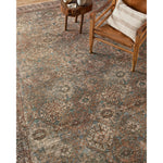 Touting richly saturated colors and a distressed pattern, the Billie Collection captures the look of a well-worn antique rug at a remarkable value. Reminiscent of one-of-a-kind rugs, this Amber Lewis x Loloi collection features random variations in color that render no two pieces exactly alike, creating up to 30% variance in color. BIL-04 AL Aqua / Rust