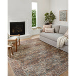 Touting richly saturated colors and a distressed pattern, the Billie Collection captures the look of a well-worn antique rug at a remarkable value. Reminiscent of one-of-a-kind rugs, this Amber Lewis x Loloi collection features random variations in color that render no two pieces exactly alike, creating up to 30% variance in color. BIL-04 AL Aqua / Rust