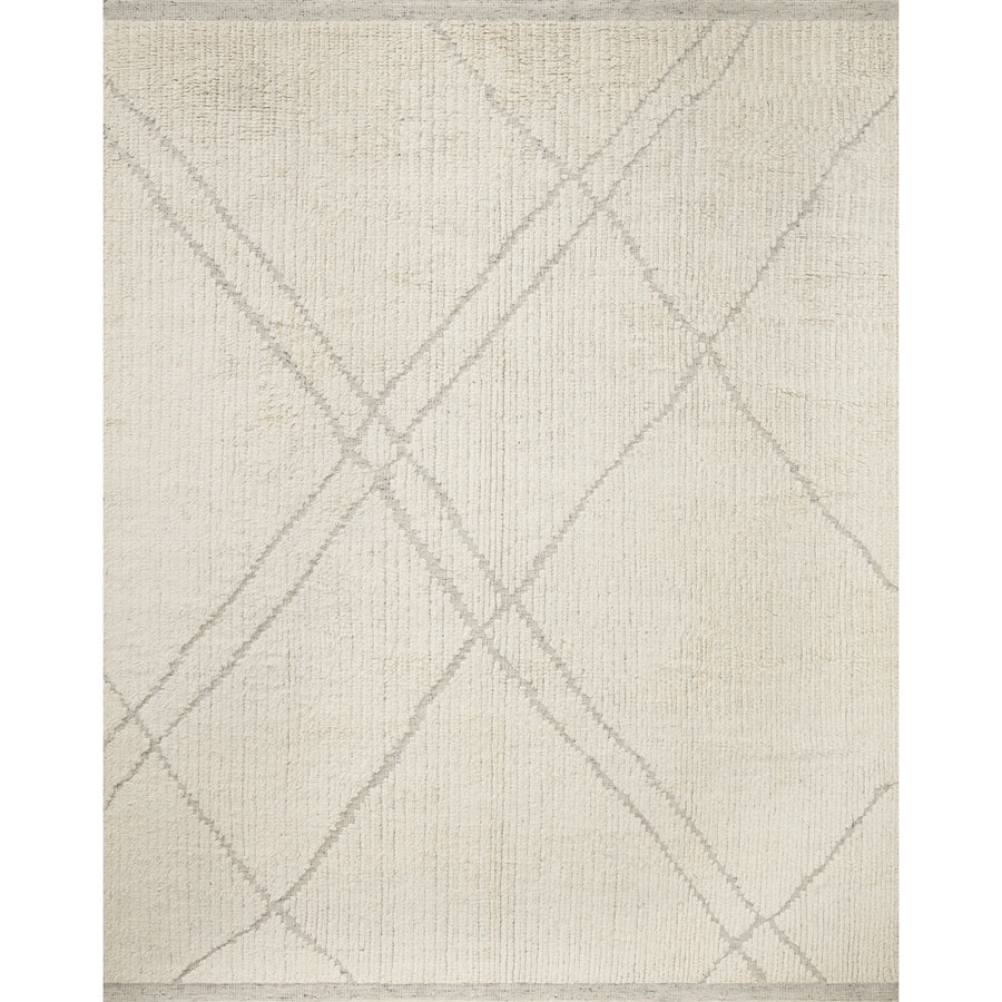 Tapis noué à la main Gwyneth Amber Lewis x Loloi ivoire/argent