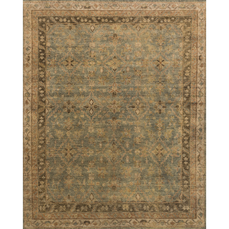 Tapis noué à la main Heirloom Aqua/Terre cuite