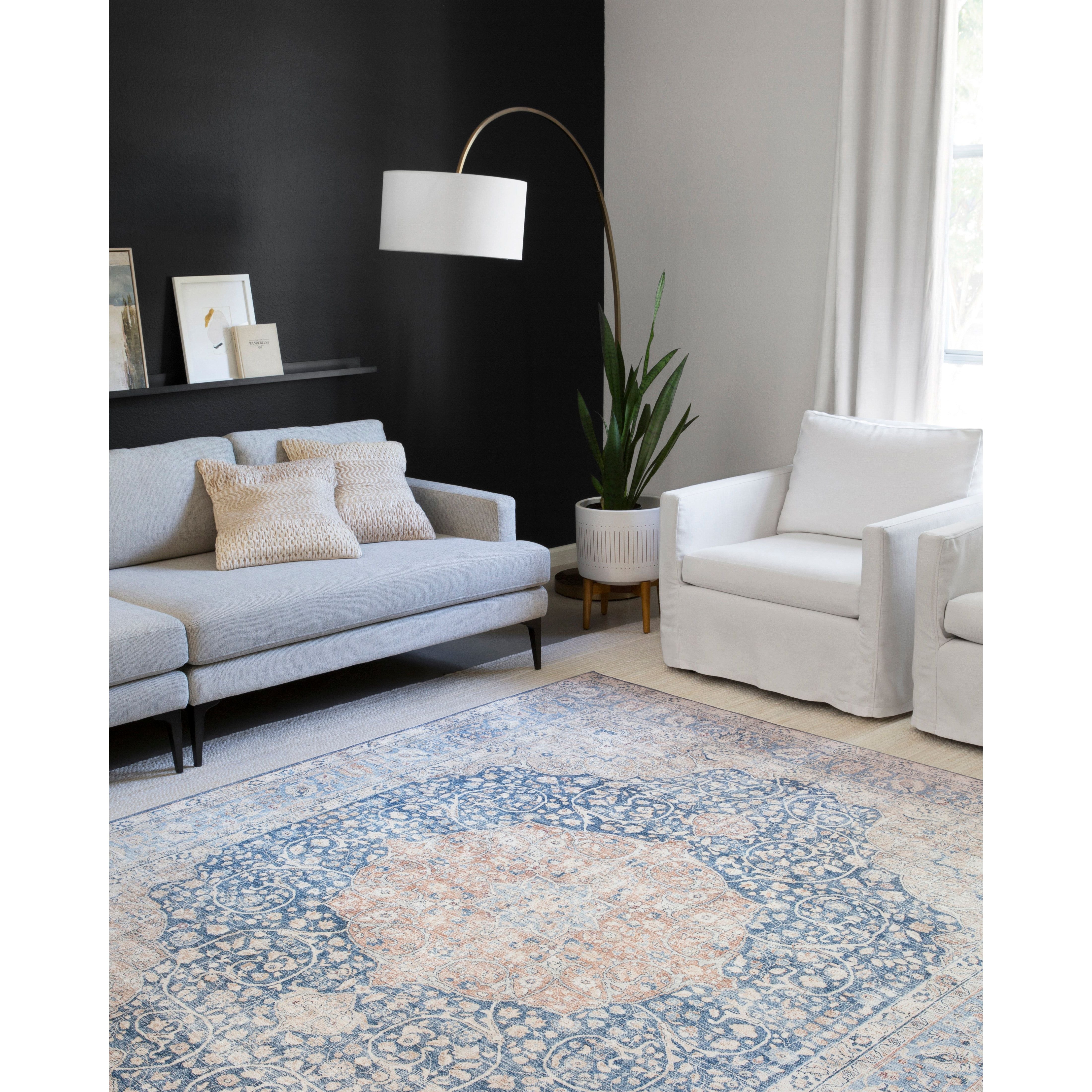 Featuring Layla Blue/Tangerine Rug by Loloi at Amethyst Home. The Layla Collection is traditional and timeless, with a beautiful lived-in design that captures the spirit of an old-world rug. This traditional power-loomed rug is crafted of 100% polyester with a classic and sophisticated color palette and subtle patina.

Power Loomed100% PolyesterLAY-07 Blue.  Amethyst Home provides interior design, new home construction design consulting, vintage area rugs, and lighting in the Park City metro area.