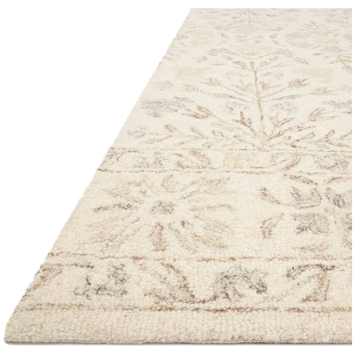 The Norabel Ivory / Neutral area rug from Loloi captures the balance of botanical motifs with delicate, varied colors of ivory and taupe. You will love this rug because the rug is:   Perfect for families with kids and pets Easy to clean and maintain Naturally soft and comfortable 100% wool Comes in big area rug sizes and as cute kitchen and hallway runners Looks gorgeous with the intricate botanical motifs Warms up any room with tones of ivory and taupe