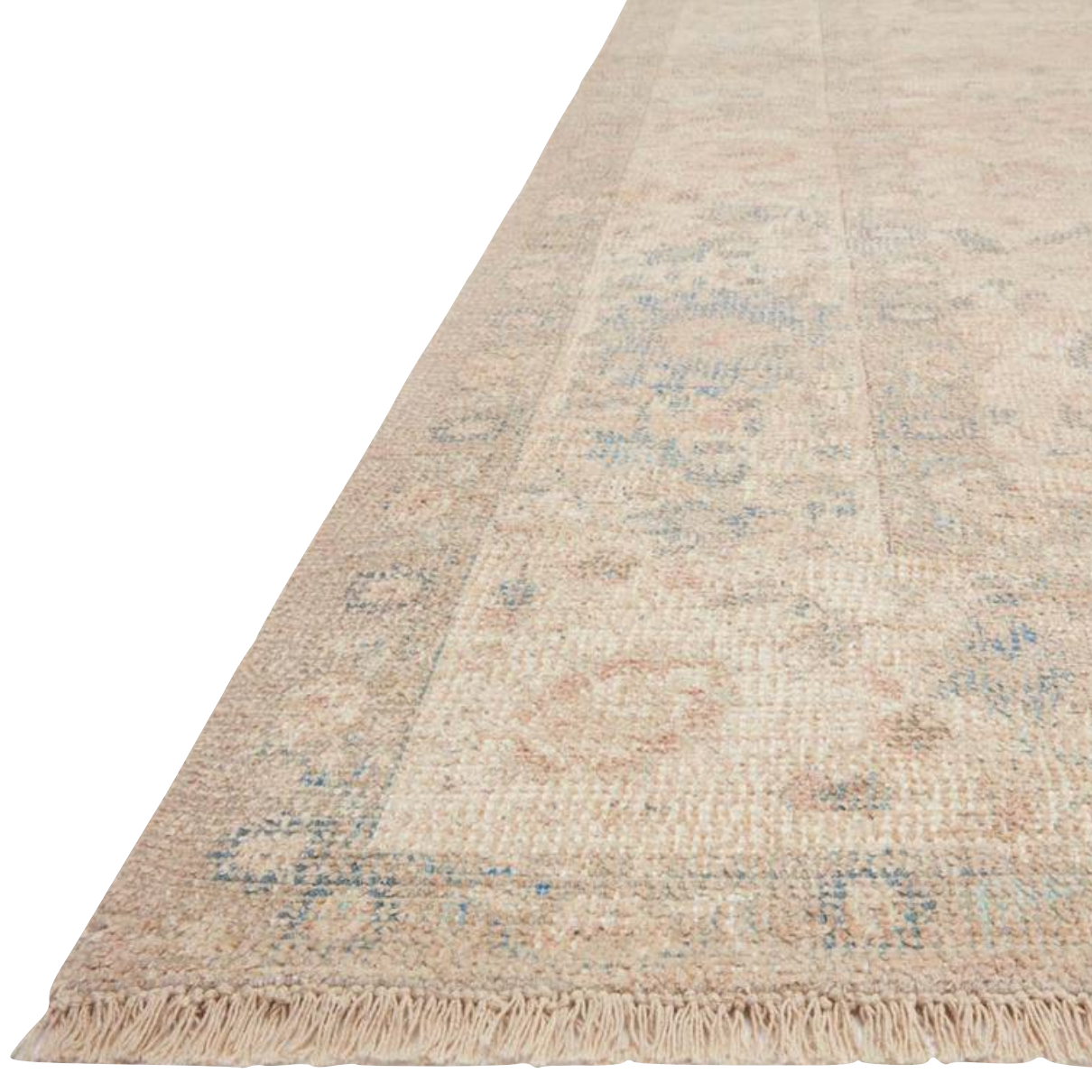 Hand-woven by skilled artisans, the Priya Natural / Blue Area Rug from Loloi offers beautiful tonal designs accentuated by a carefully curated color palette. Delicate yet strong, Priya is an instant classic made for today's home.  Hand Woven 51% Cotton | 29% Polyester | 12% Viscose | 8% Wool PRY-05 Natural/Blue Colors: Beige, Blue, Brown