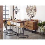 This Baker Counter Stool - Sunbaked Tan Leather has an ultra-supple tan leather seat, supported by a thick black iron frame. Sure to complete the look for any kitchen, island, or other area!   Size: 19"W x 21"D x 35"H