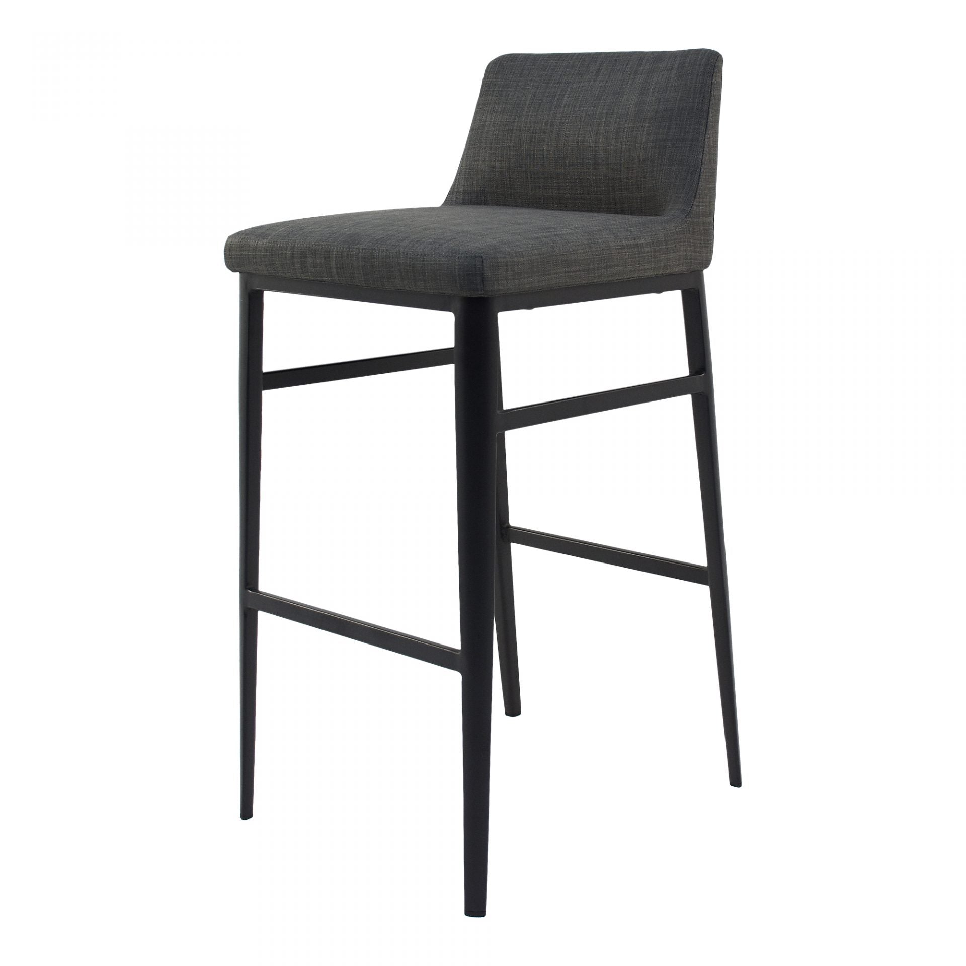 The low-backed profile of the Baron Counter + Bar Stool - Charcoal gives a stylish and compact aesthetic. The charcoal-grey mix upholstery adds texture and sophistication to your dining or kitchen space.The low-backed profile of the Baron Counter + Bar Stool - Charcoal gives a stylish and compact aesthetic. The charcoal-grey mix upholstery adds texture and sophistication to your dining or kitchen space.