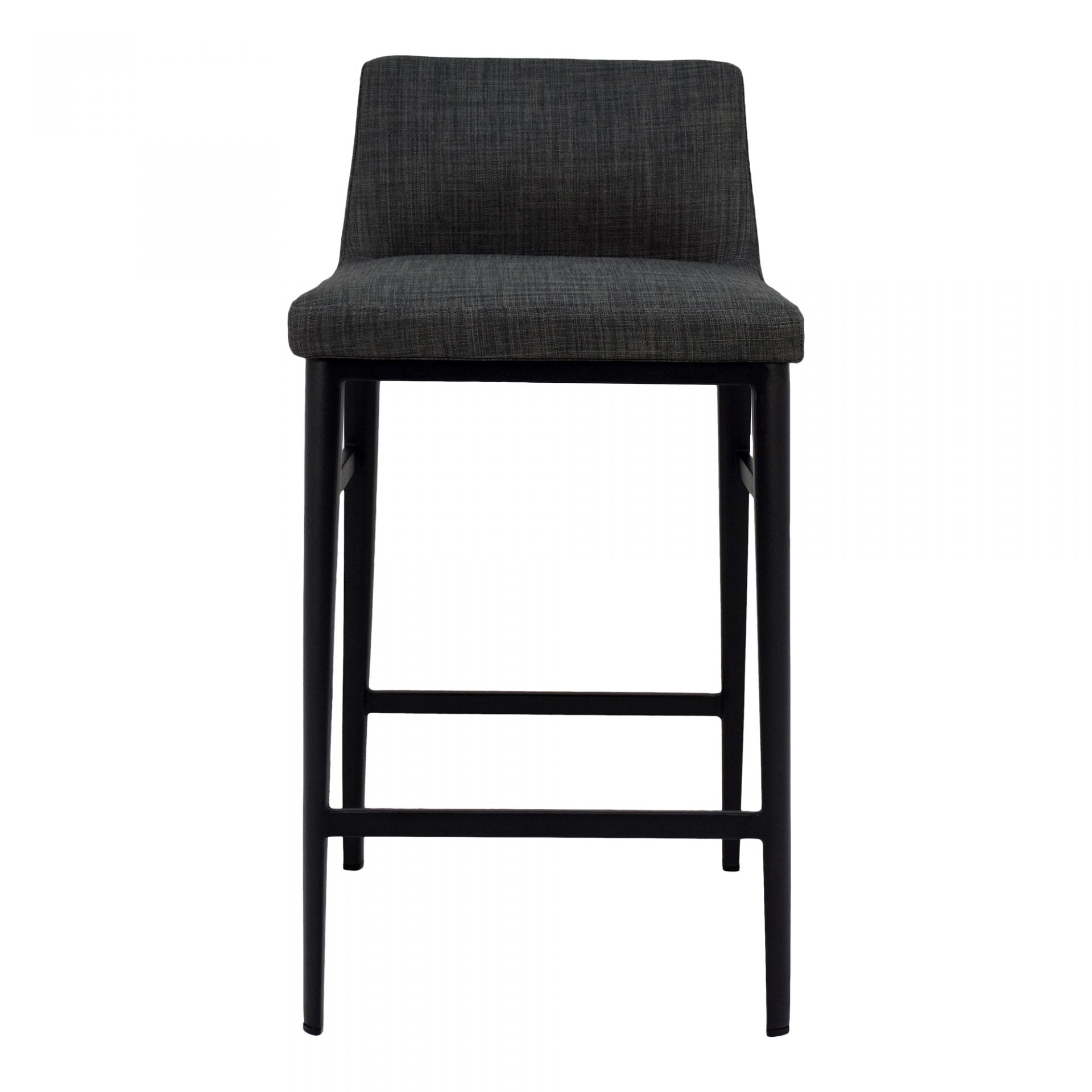 The low-backed profile of the Baron Counter + Bar Stool - Charcoal gives a stylish and compact aesthetic. The charcoal-grey mix upholstery adds texture and sophistication to your dining or kitchen space.