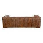 Wrapped in premium, channel-stitched top-grain leather and with spacious seating for 3, this Castle Sofa Cappuccino is a dapper piece to add to any living room or lounge area. With extra deep cushion spring support, this is perfect for unwinding after a long day in.   Dimensions: 94.5"W x 40.5"D x 27.5"H  Seat Height: 17" Back Height: 10" Arm Height: 10" 