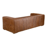 Wrapped in premium, channel-stitched top-grain leather and with spacious seating for 3, this Castle Sofa Cappuccino is a dapper piece to add to any living room or lounge area. With extra deep cushion spring support, this is perfect for unwinding after a long day in.   Dimensions: 94.5"W x 40.5"D x 27.5"H  Seat Height: 17" Back Height: 10" Arm Height: 10" 