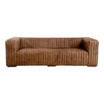 Wrapped in premium, channel-stitched top-grain leather and with spacious seating for 3, this Castle Sofa Cappuccino is a dapper piece to add to any living room or lounge area. With extra deep cushion spring support, this is perfect for unwinding after a long day in.   Dimensions: 94.5"W x 40.5"D x 27.5"H  Seat Height: 17" Back Height: 10" Arm Height: 10" 