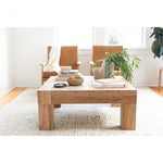 Formed from solid reclaimed oak, the Evander Coffee Table features wild grains and knots, producing a unique surface alongside its modern, blocked construction. We'd love to see this featured in your living room, lounge area, or others space!  Dimensions: 39.5"W x 39.5"D x 16.5"H  Materials:  Solid Reclaimed Oak Frame, Oak Veneer over Plywood