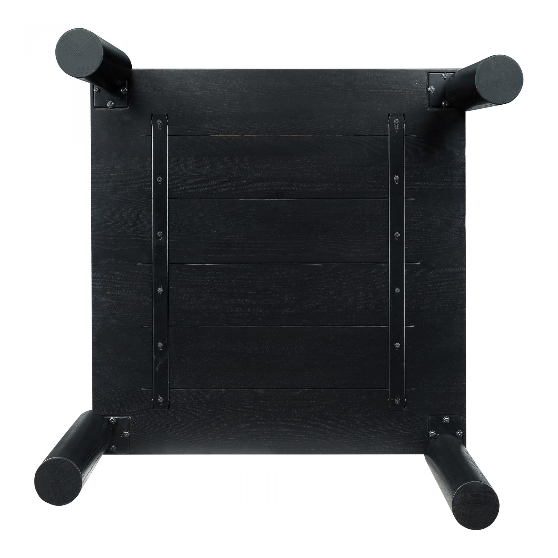 We love the unique legs found on this Post Coffee Table - Black Oak. Made from solid oak, this coffee table sits lower to the ground, inviting more communication on its sturdy dowel legs.  Dimensions: 36"W x 36"D x 13"H Materials:  Solid Oak