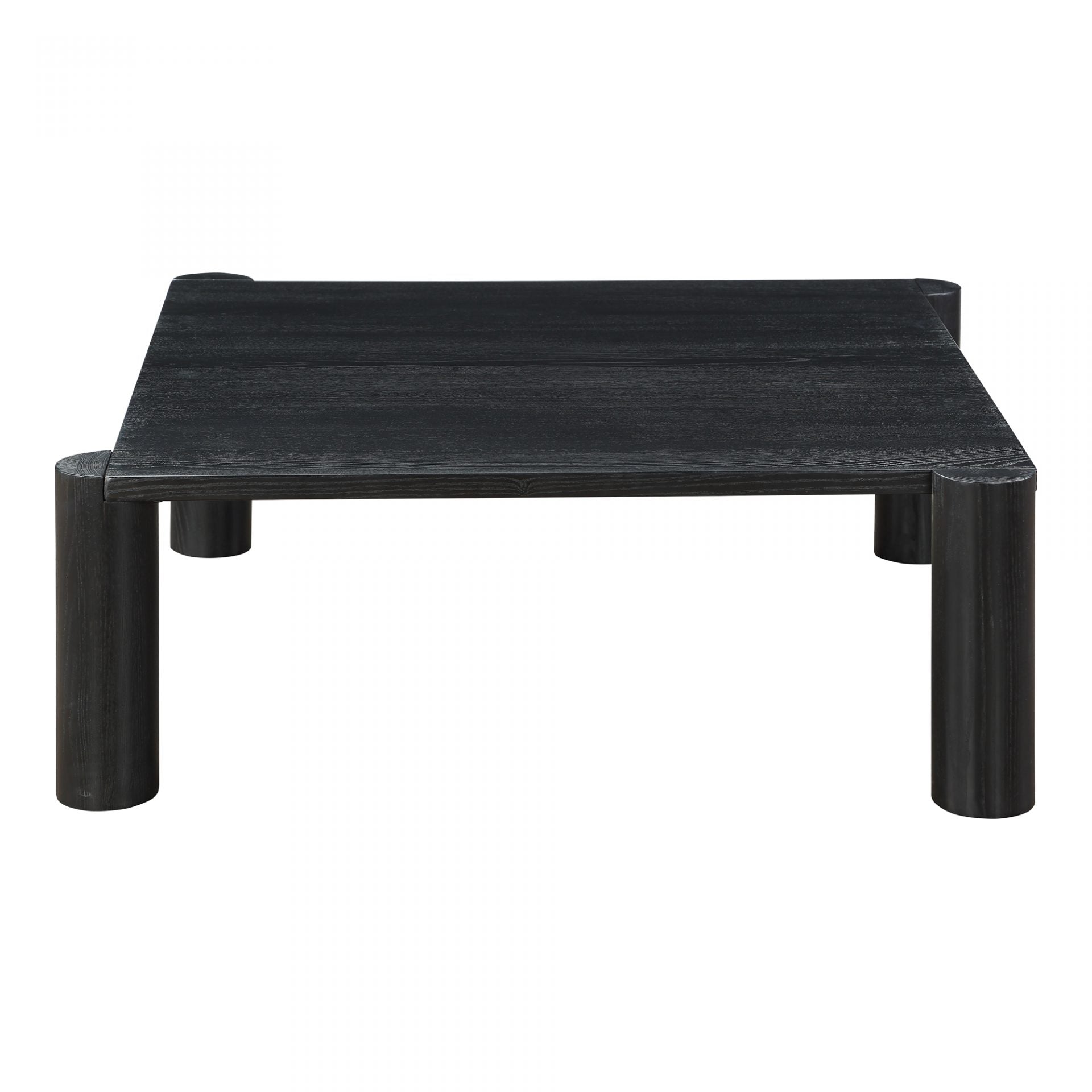 We love the unique legs found on this Post Coffee Table - Black Oak. Made from solid oak, this coffee table sits lower to the ground, inviting more communication on its sturdy dowel legs.  Dimensions: 36"W x 36"D x 13"H Materials:  Solid Oak