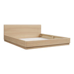 The Round Off Bed showcases organic solid oak, with the beautiful pale tones of the grain matched to a simple, comforting design. The low build and soft molded corners are both kid and pet friendly -- a bright and light piece to bring to any bedroom.   King Dimensions: 81"W x 84"D x 30"H Queen Dimensions: 64"W x 84"D x 30"H  Materials: Solid oak and and oak veneer, MDF, plywood slats