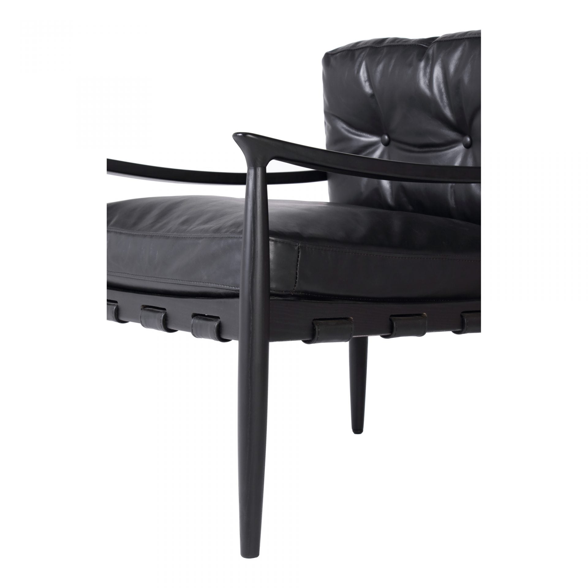 This Turner Leather Chair is a boldly blocked silhouette with swooped armrests, buttery soft top-grain leather, and solid ash wooden frame modernize this stately accent chair. The button-tufted cushion supports a gentle half-back, and a bonded leather support weave softens a wider seat underneath the feather + foam-filled cushion -- a comfy piece to add to any living room!  Size: 28.5"W x 30"D x 30"H