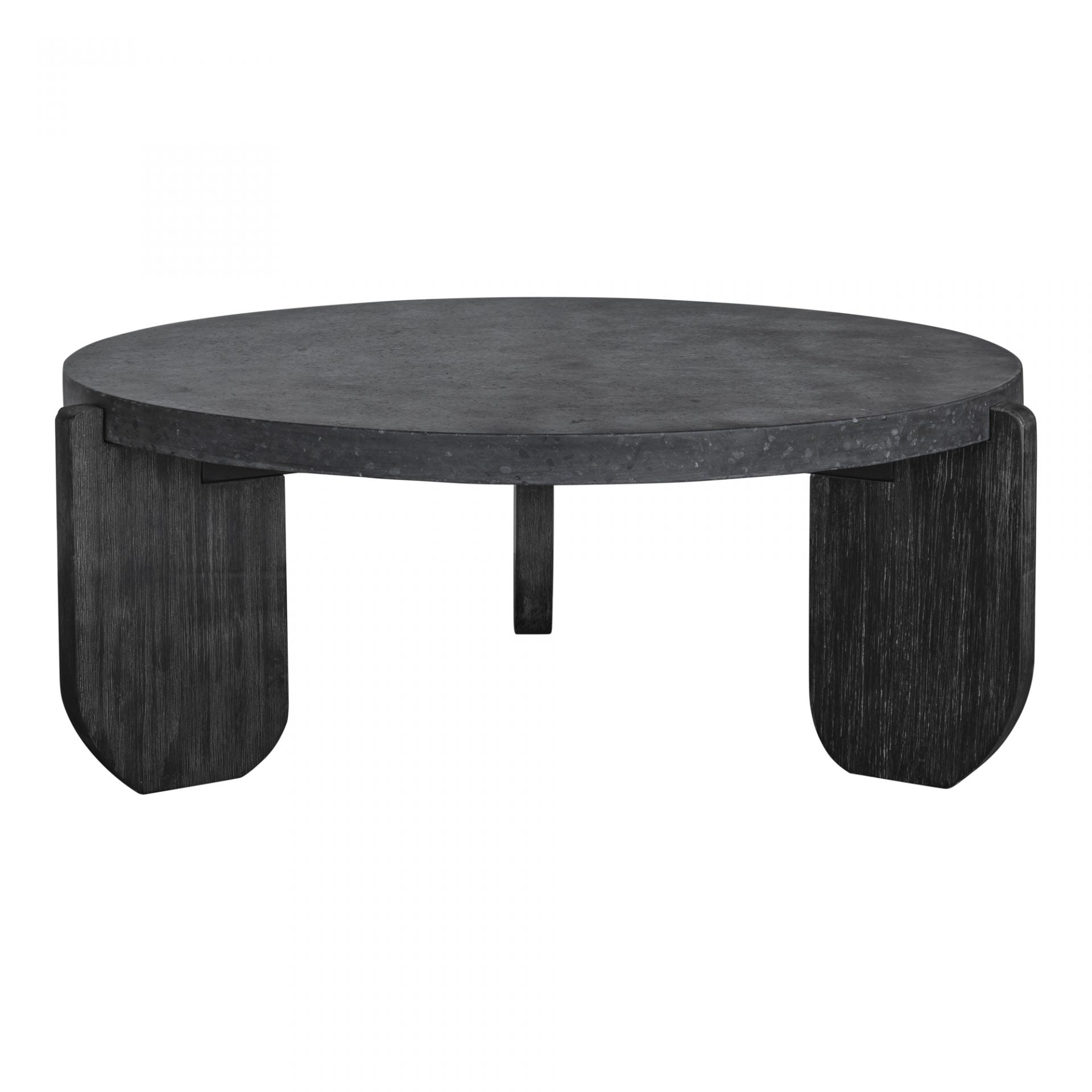 We love the oblong, funky legs of this Wunder Coffee Table. With a concrete top mixed with the acacia legs, this brings a unique, modern look to any living room or lounge area!   Dimensions: 38"W x 38"D x 14"H  Materials:  Concrete Top, Acacia leg 