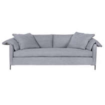 Featuring Radley Upholstered Sofa Family by Cisco Brothers at Amethyst Home. A love letter to the Radley sofa -- the metal iron feet and laid back approach to sitting is effortlessly chic.  A feather cloud cushion with down filled back cushions allow for a sit that is upright yet comfortably deep. Photographed in Molino Fog. Lifestyle Photograph in Gr.  Amethyst Home provides interior design, new home construction design consulting, vintage area rugs, and lighting in the Salt Lake City metro area.
