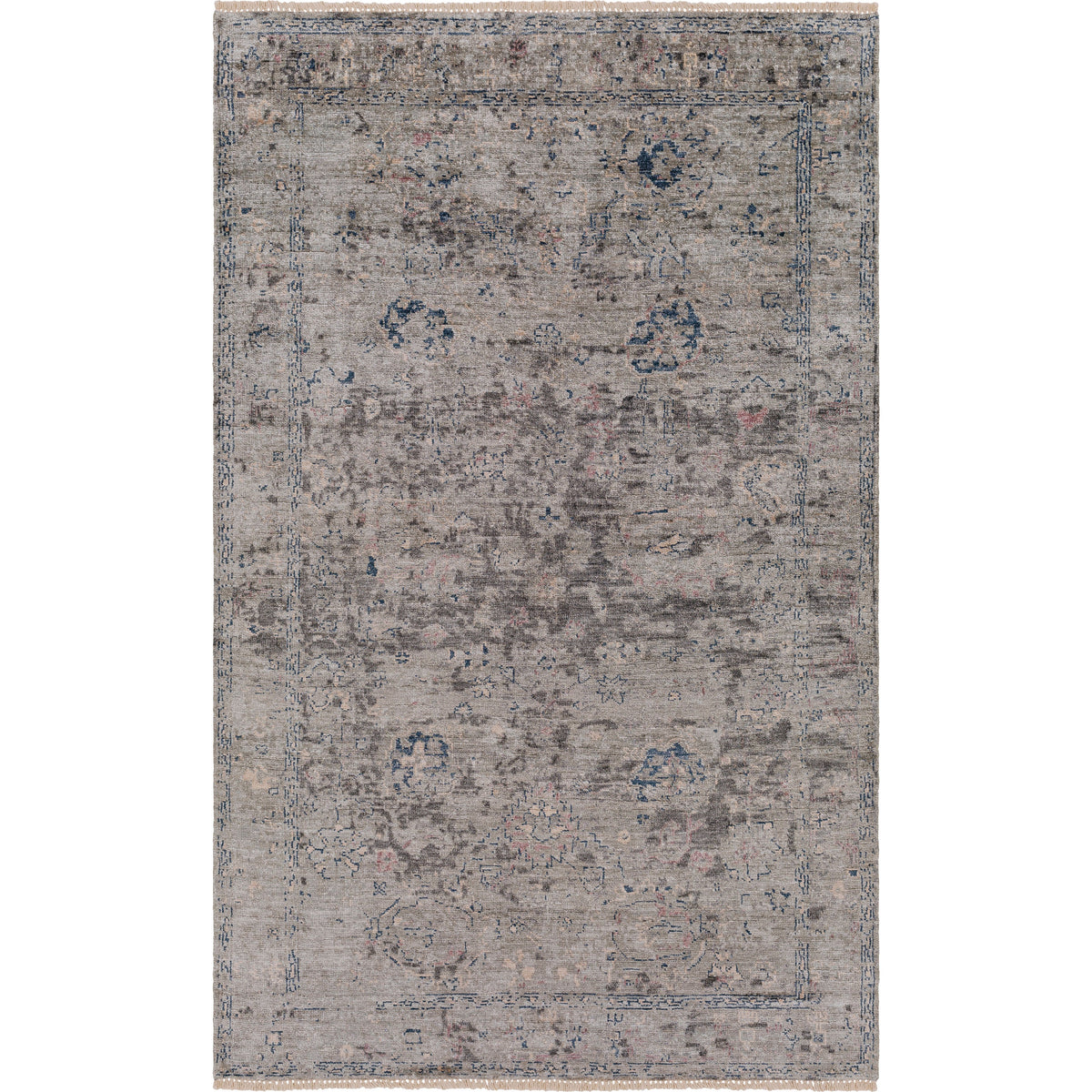 Tapis noué à la main Theodora charbon/océan