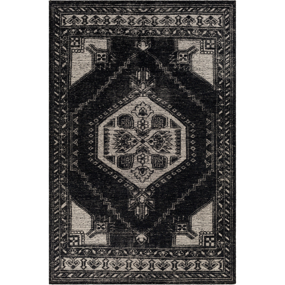Tapis noué à la main noir Zahra